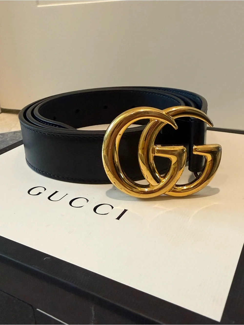 Gucci GG Marmont Black Leather Belt
